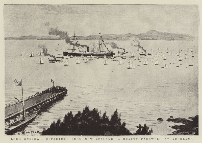 Partida de Lord Onslow da Nova Zelândia, uma calorosa despedida em Auckland de Edward Payton