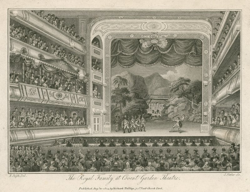 A família real no Covent Garden Theatre, em Londres de Edward Pugh
