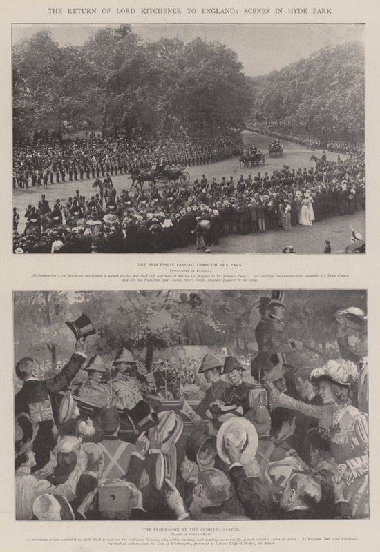 O retorno de Lord Kitchener para a Inglaterra, cenas no Hyde Park de Edward Read