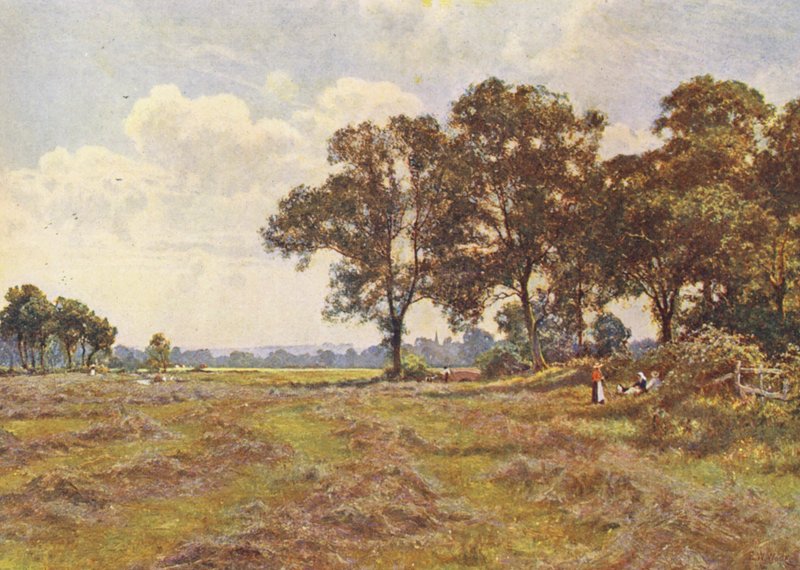 O ar era perfumado de erva atirada e seca ao sol (litografia a cores) de Edward Wilkins Waite