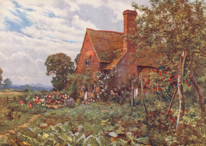A casa de campo solitária onde me alojo (litografia a cores) de Edward Wilkins Waite