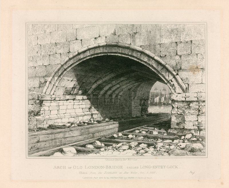 Arco da antiga ponte de Londres, 1831 de Edward William Cooke