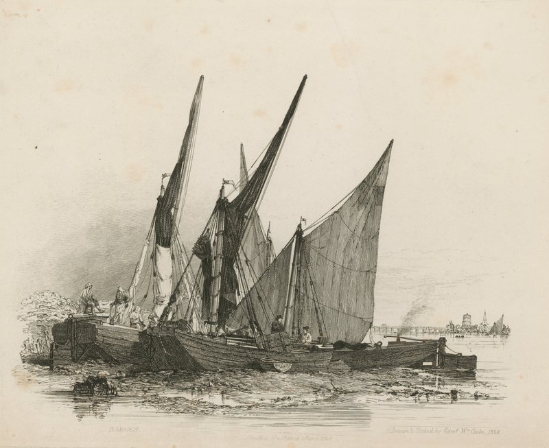 Barcaças no Tamisa de Edward William Cooke