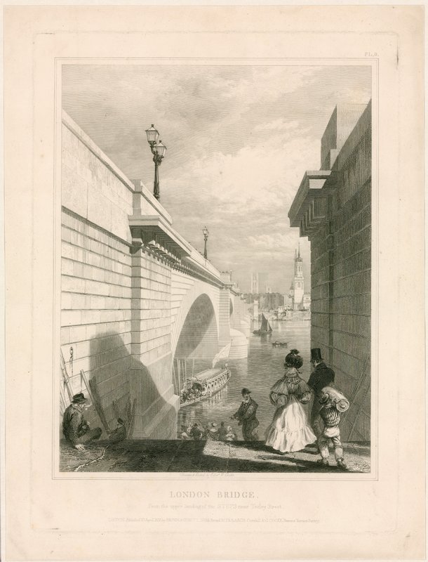 New London Bridge do patamar superior dos degraus perto de Tooley Street de Edward William Cooke