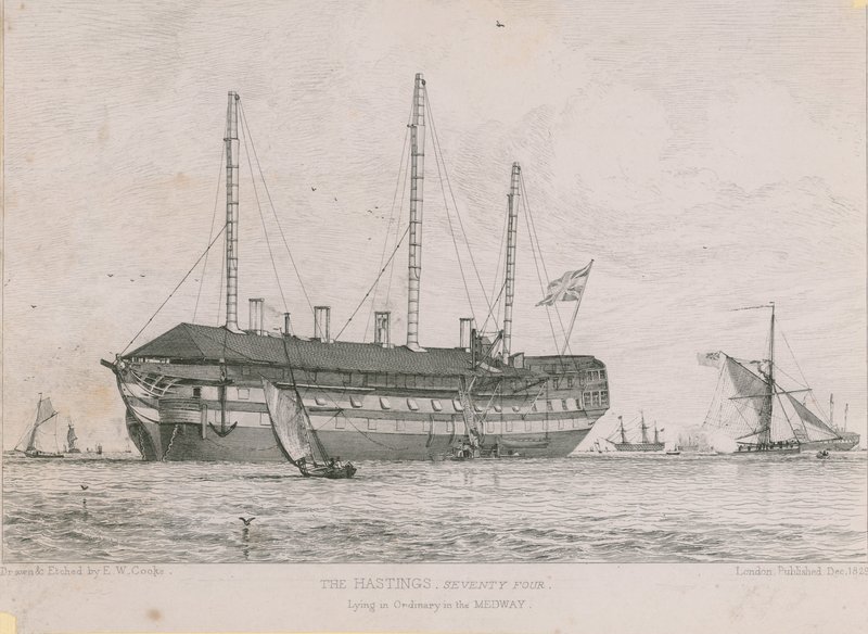 O Hastings deitado no ordinário no Medway de Edward William Cooke