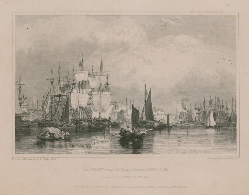 O Tamisa perto de Limehouse: Lower Pool de Edward William Cooke