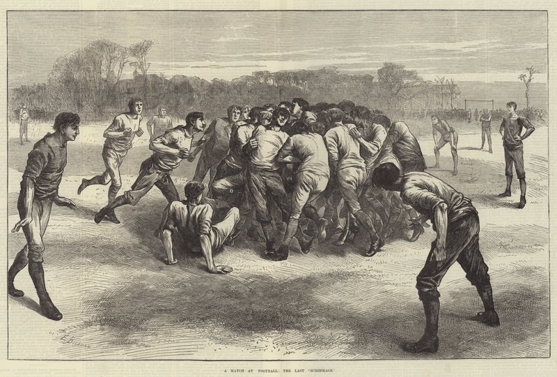 Uma partida no futebol, o último scrimmage de Edwin Buckman