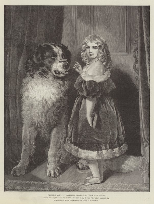 Princesa Maria de Cambridge (Duquesa de Teck) como uma criança, na exposição vitoriana de Edwin Landseer