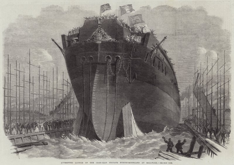 Tentativa de lançamento da fragata Iron-Clad Northumberland no Millwall de Edwin Weedon