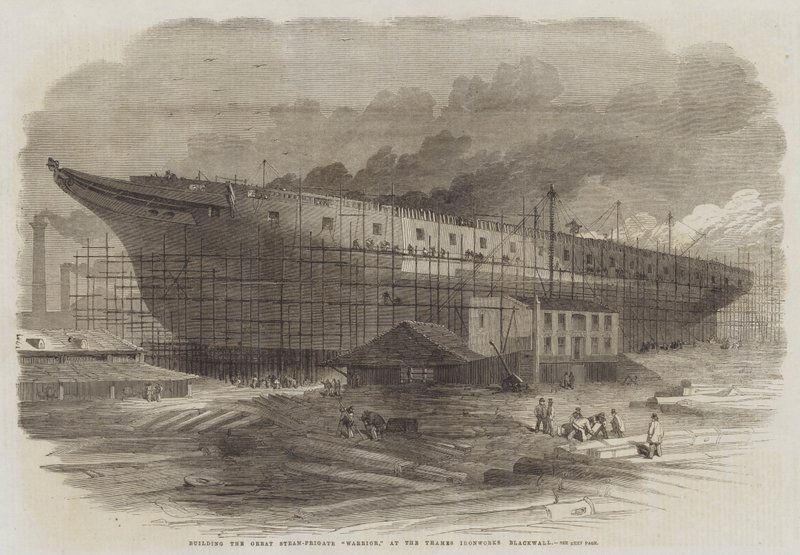 Construindo a Grande Frigadeira a Vapor Warior, no Thames Ironworks Blackwall de Edwin Weedon