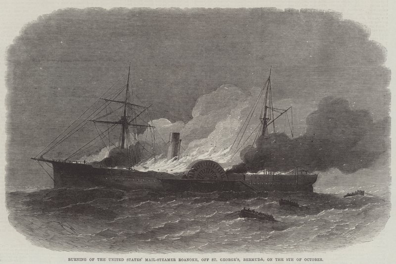 Queimando o navio de correio dos Estados Unidos Roanoke, na saída de St. George, Bermuda, em 9 de outubro de Edwin Weedon