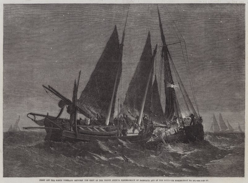 Combate a Foreland Norte entre a Tripulação do Príncipe Arthur Fishing-Smack de Ramsgate e do Barco de Pesca Boulogne No 439 de Edwin Weedon