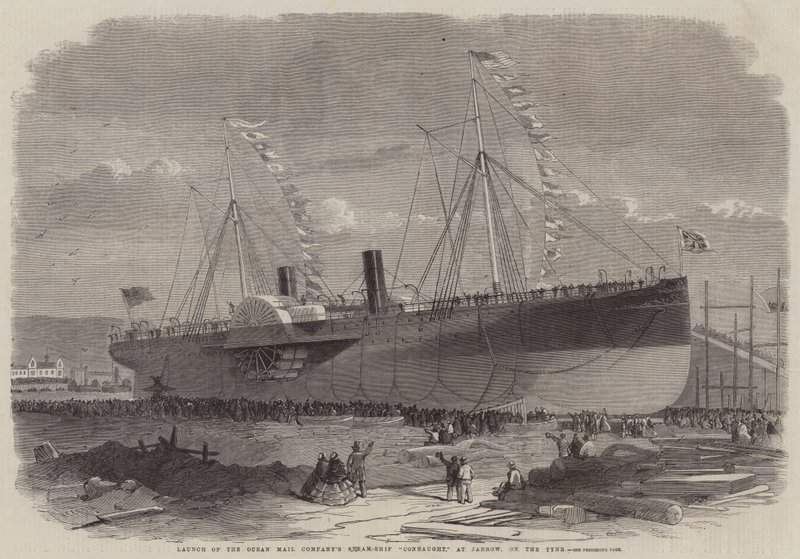 Lançamento do Steam-Ship Connaught da Ocean Mail Company, em Jarrow, na Tyne de Edwin Weedon