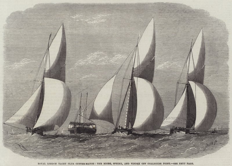 Royal London Iate Clube Cutter-Match, o Niobe, Sphinx e Vindex fora Coalhouse Point de Edwin Weedon