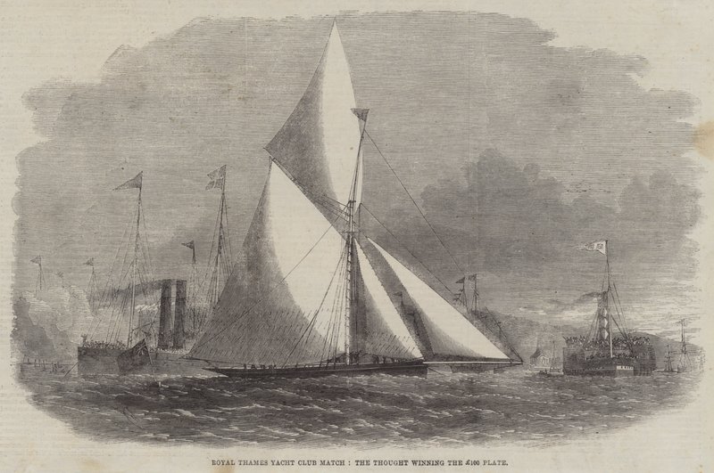 Royal Thames Yacht Club Match, o pensamento ganhando a placa de 100 libras de Edwin Weedon