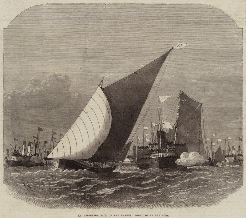 Sailing-Barge Race no Tamisa, arredondando no Nore de Edwin Weedon
