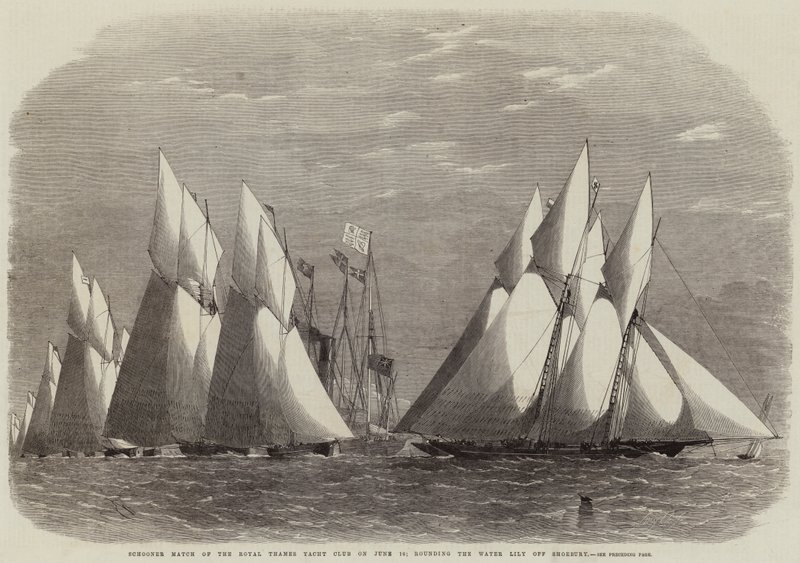 Schooner Match do Royal Thames Yacht Club em 16 de junho; arredondando o lírio de água fora de Shoebury de Edwin Weedon