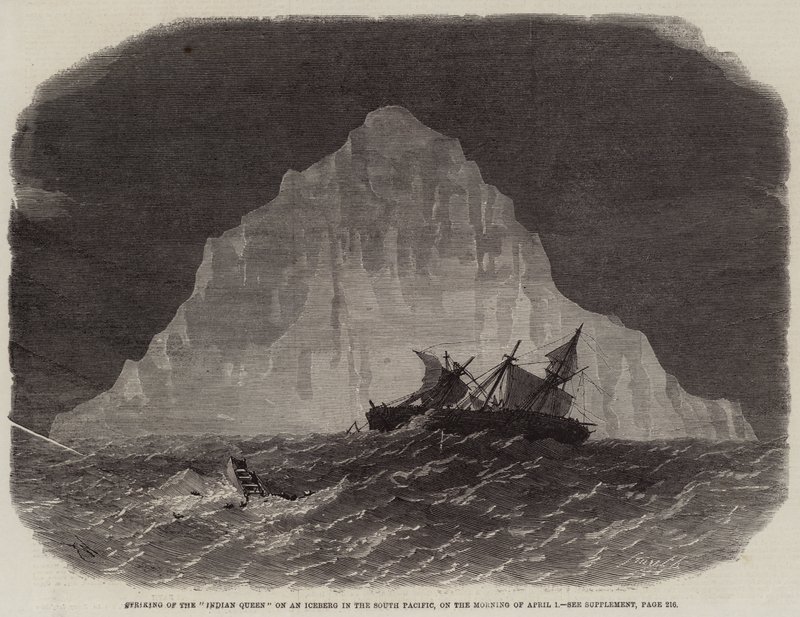 Golpeando a Rainha Indiana em um Iceberg no Pacífico Sul, na manhã de 1 de abril de Edwin Weedon