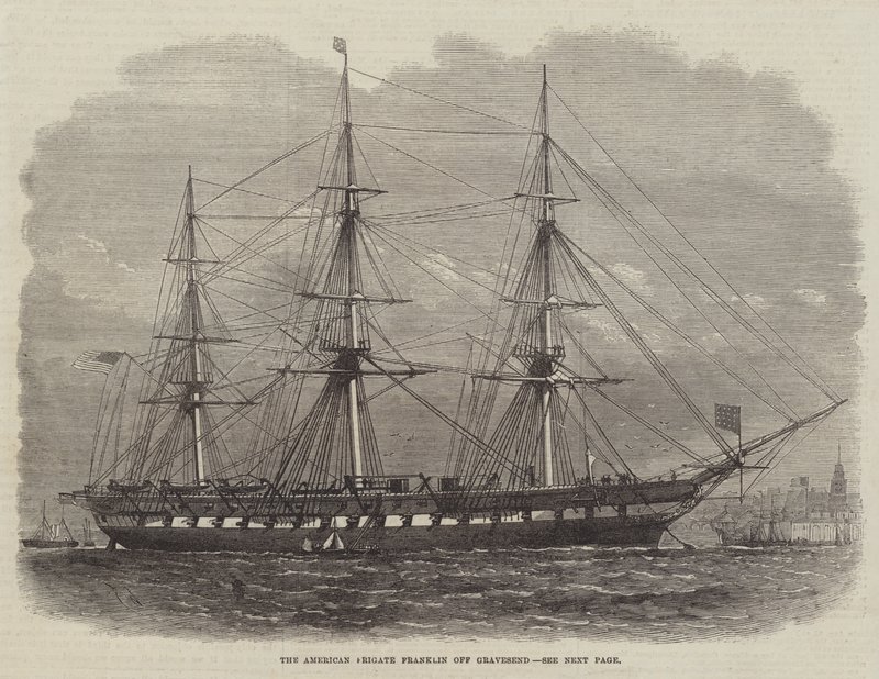 A fragata americana Franklin fora de Gravesend de Edwin Weedon