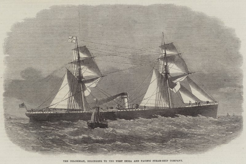 O colombiano, pertencente à Companhia de Navios a Vapor da Índia Ocidental e do Pacífico de Edwin Weedon