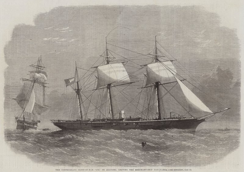 O Confederado Sloop-of-War 290, ou Alabama, deixando o Navio Mercante Tonowanda de Edwin Weedon