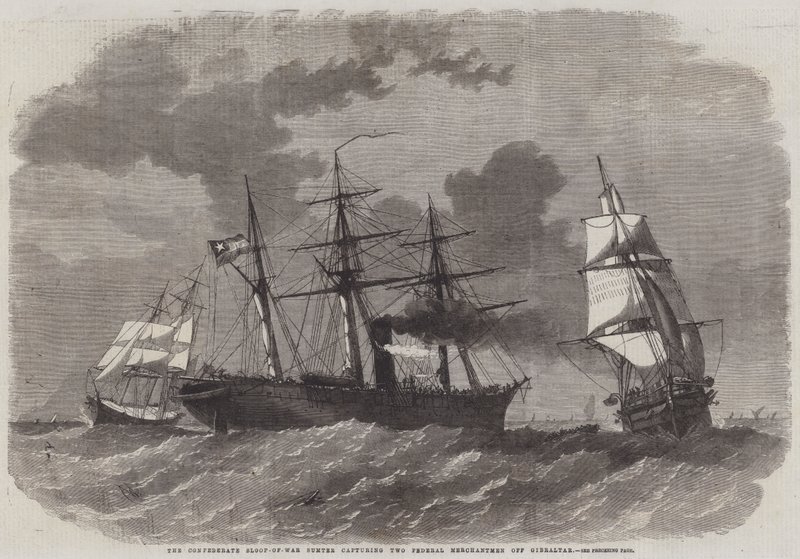 O Sumter Confederado de Abrigo de Guerra capturando Dois Mercadores Federais ao largo de Gibraltar de Edwin Weedon