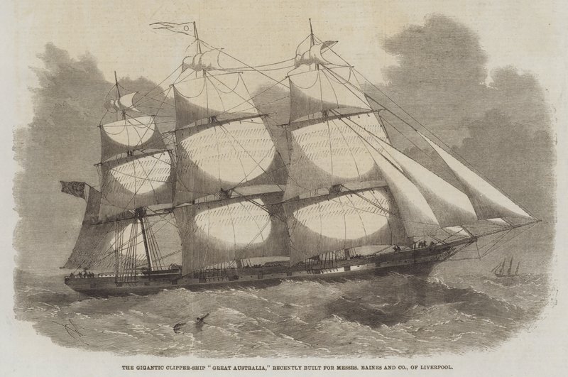 O Gigantic Clipper-Ship Great Australia, construído recentemente para a Messers Baines and Company, de Liverpool de Edwin Weedon