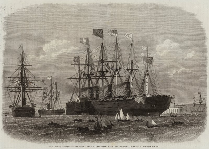 O Great Eastern Steam-Ship saindo de Sheerness com o Cabo Atlântico Francês de Edwin Weedon