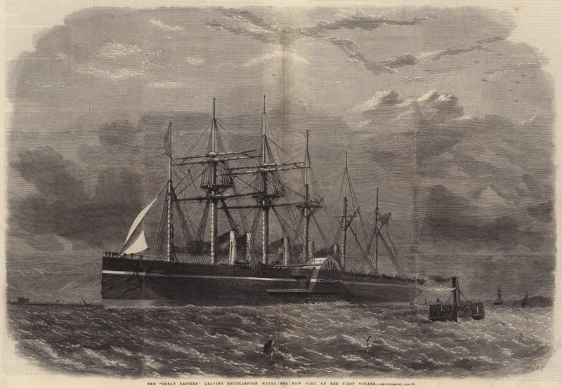 O Great Eastern saindo de Southampton Water para Nova York em sua primeira viagem de Edwin Weedon