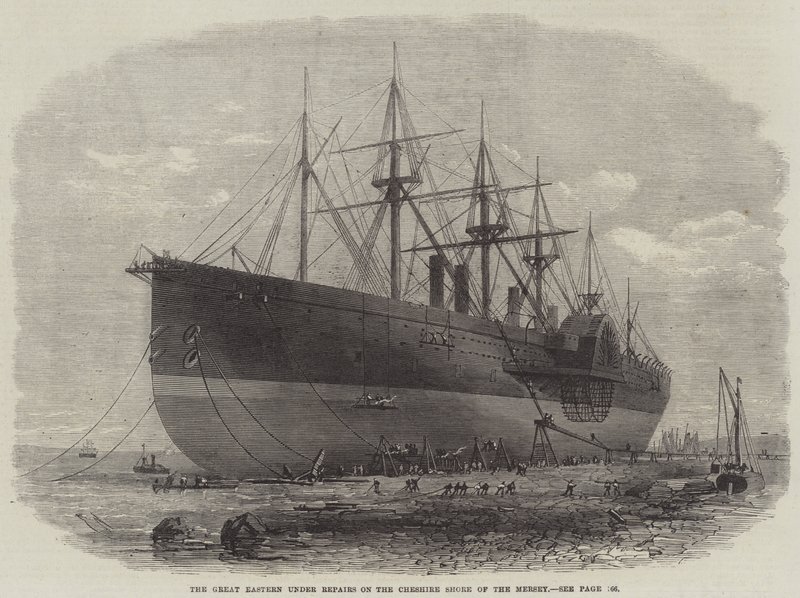 O Great Eastern sob reparos na costa de Cheshire do Mersey de Edwin Weedon