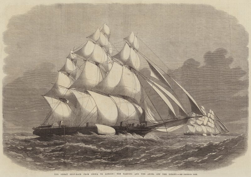 A Grande Corrida de Navios da China para Londres, o Taeping e o Ariel saindo do Lagarto de Edwin Weedon