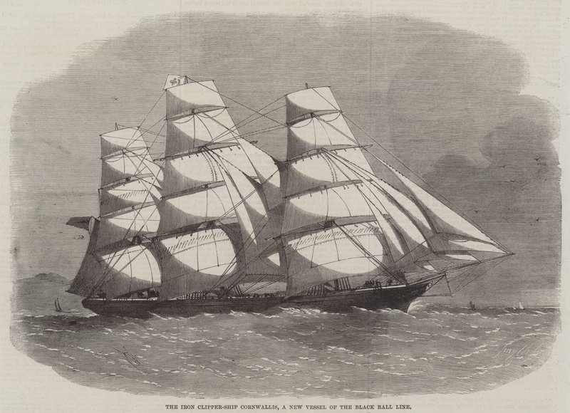 O Iron Clipper-Ship Cornwallis, um novo navio da linha Black Ball de Edwin Weedon