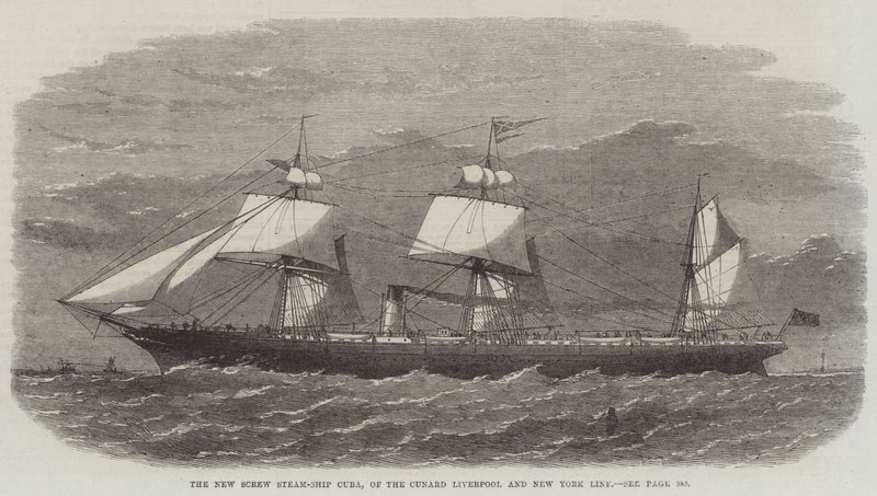 O Novo Parafuso Steam-Ship Cuba, do Cunard Liverpool e New York Line de Edwin Weedon