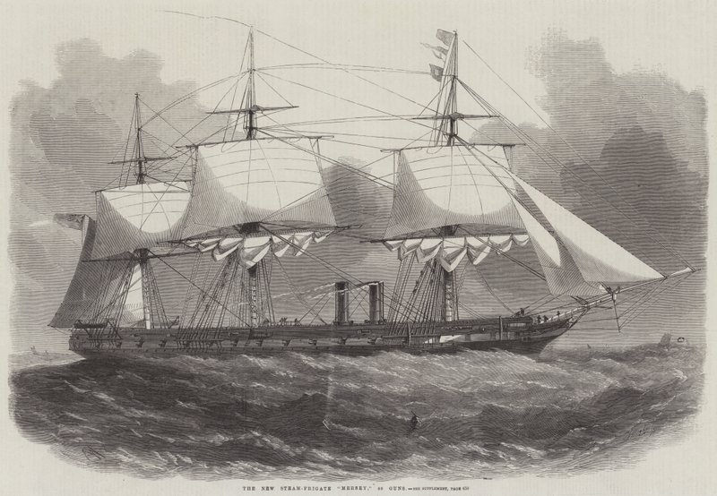 O novo Steam-Frigate Mersey, 40 armas de Edwin Weedon