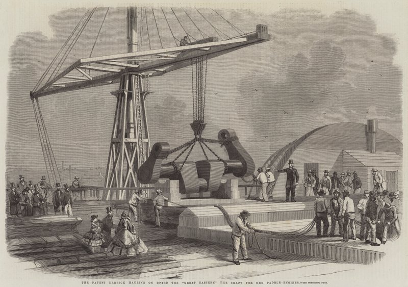 A Derrick Patente transportando a bordo do Great Eastern the Shaft para seus motores de pás de Edwin Weedon