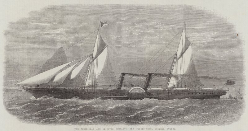 Novo navio de rodas de pás da Peninsular e Oriental Company Nyanza de Edwin Weedon