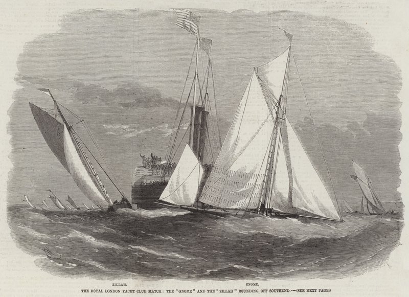 O Royal London Yacht Club Match, o Gnome e o Zillah completando o Southend de Edwin Weedon