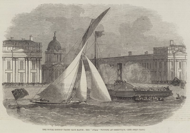 O Royal London Yacht Club Match, a Julia vencendo em Greenwich de Edwin Weedon