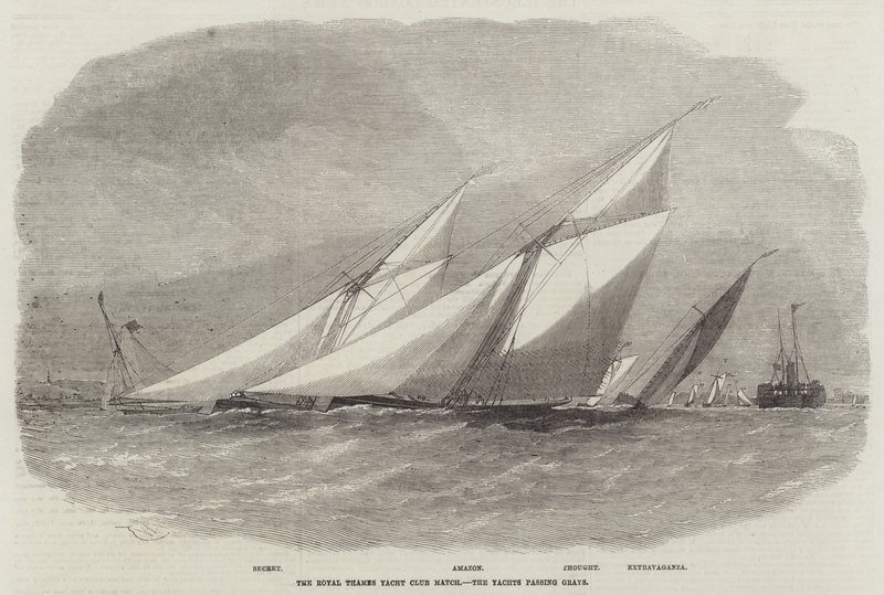 O Royal Thames Yacht Club Match, os iates passando Grays de Edwin Weedon