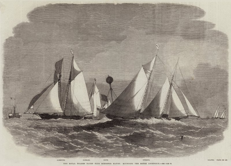 O Royal Thames Yacht Club Schooner Match, arredondando o Mouse Lightship de Edwin Weedon