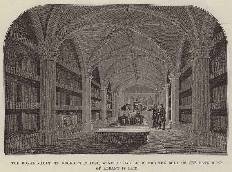 A abóbada real, capela de St George, castelo de Windsor, onde o corpo do duque atrasado de Albany é colocado de Edwin Weedon