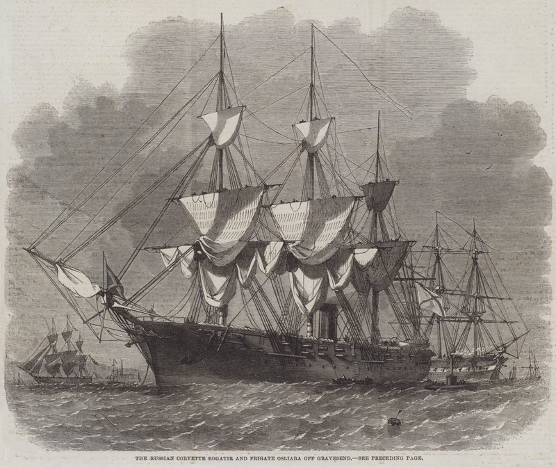 A Corveta Russa Bogatir e a Fragata Osliaba ao largo de Gravesend de Edwin Weedon