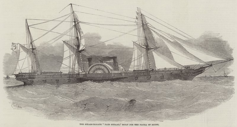 O Steam-Frigate Faid Gihaad, construído para a Pacha do Egito de Edwin Weedon