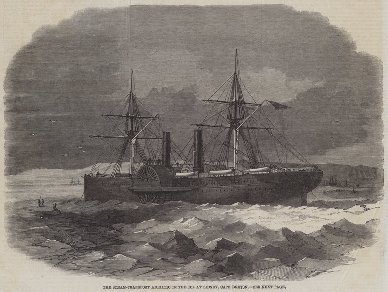 O Adriático de transporte de vapor no gelo em Sidney, Cape Breton de Edwin Weedon