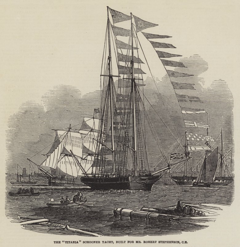 O Titania Schooner Yacht, construído para o Sr. Robert Stephenson, CE de Edwin Weedon
