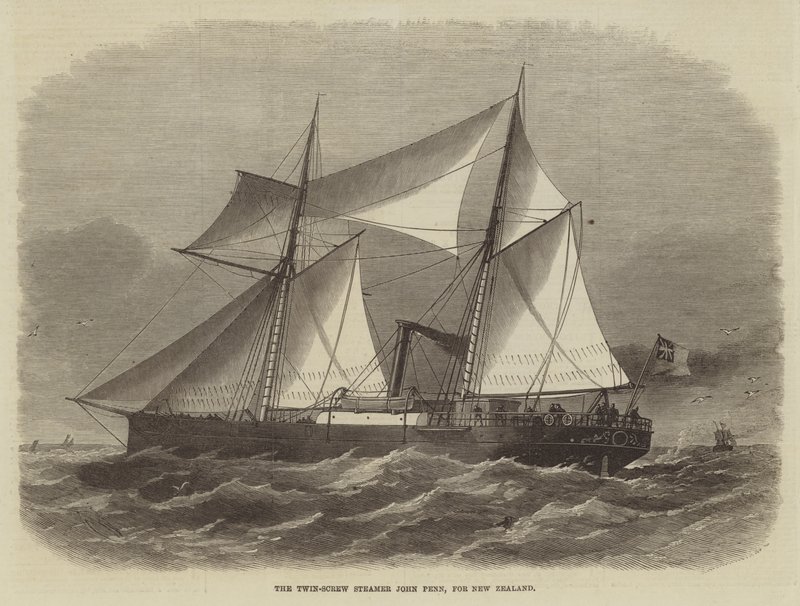 O navio Twin-Screw John Penn, para a Nova Zelândia de Edwin Weedon