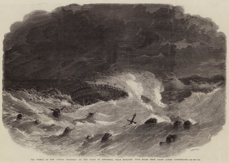 O Naufrágio da Carta Real na Costa de Anglesea, perto de Moelfre Cinco Quilômetros do Farol de Point Lynas de Edwin Weedon