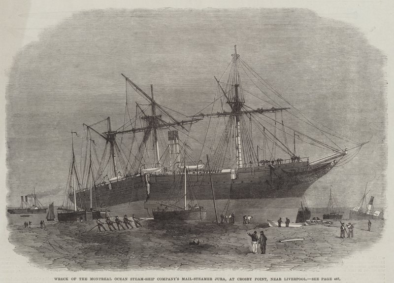 Naufrágio do navio-correio Jura da Companhia Naval a Vapor da Montreal Ocean, em Crosby Point, perto de Liverpool de Edwin Weedon