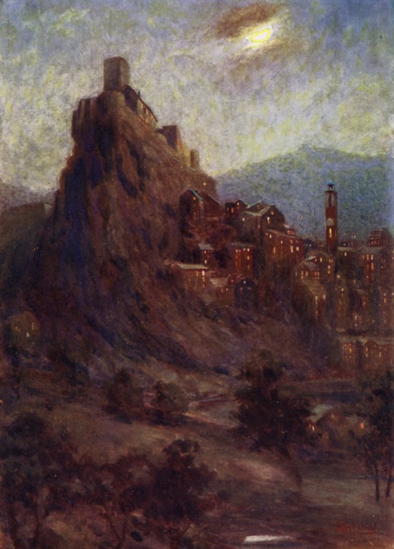 Na Córsega: Corte, a cidadela (cor litho) de Edwin Arthur Norbury
