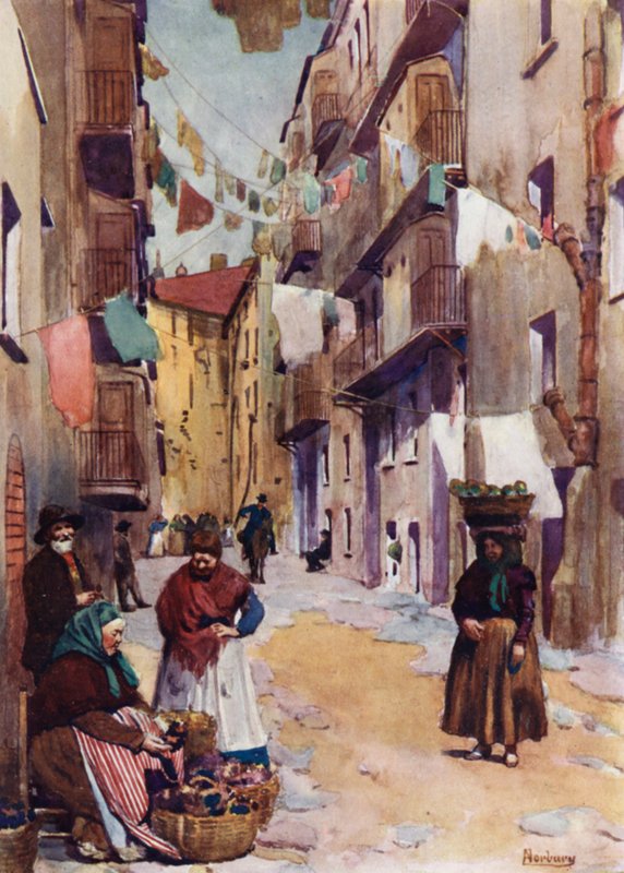 Córsega: Casas, Ajaccio (cor litho) de Edwin Arthur Norbury